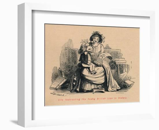 'Clio instructing the Young British Lion in History', c1860, (c1860)-John Leech-Framed Giclee Print