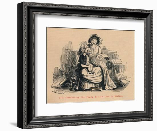 'Clio instructing the Young British Lion in History', c1860, (c1860)-John Leech-Framed Giclee Print