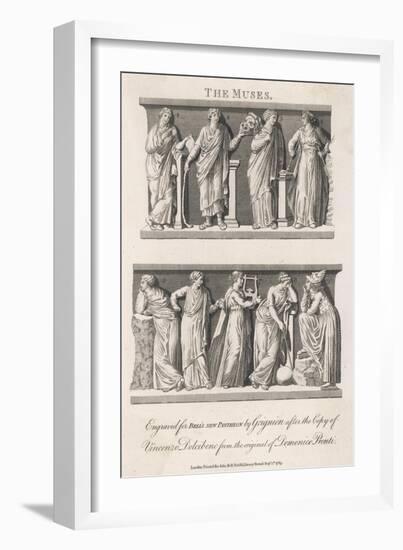 Clio, Thalia, Terpsichore, Euterpe, Polyhymnia, Calliope, Erato, Urania, Melpomene-null-Framed Art Print