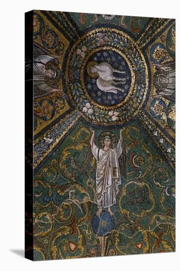 Clipeus with Mystic Lamb Supported by Four Angels and Nature Motifs, Mosaic-null-Stretched Canvas