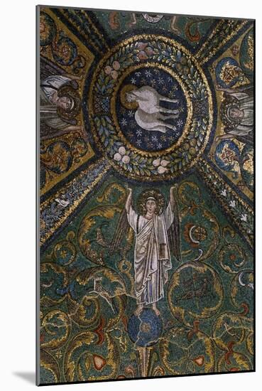 Clipeus with Mystic Lamb Supported by Four Angels and Nature Motifs, Mosaic-null-Mounted Giclee Print