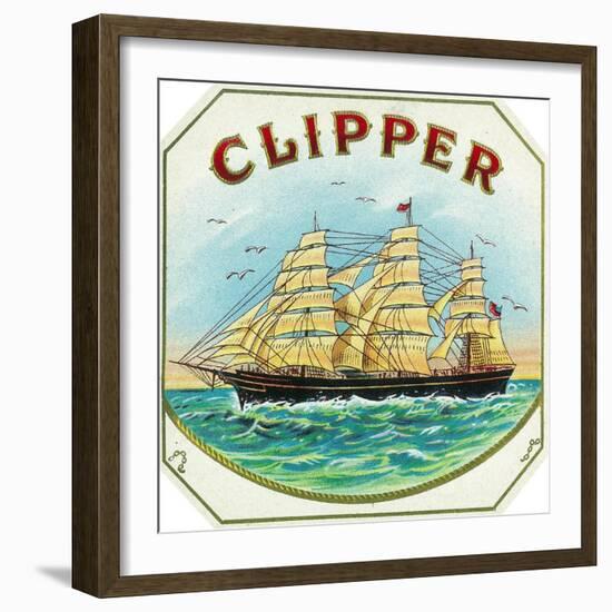 Clipper Brand Cigar Box Label, Nautical-Lantern Press-Framed Art Print