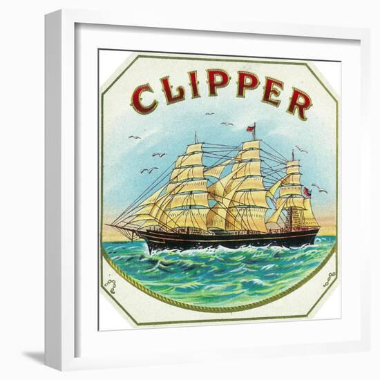 Clipper Brand Cigar Box Label, Nautical-Lantern Press-Framed Art Print