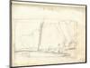 Clipper of Argenteuil Tacking (Pencil on Paper)-Claude Monet-Mounted Giclee Print