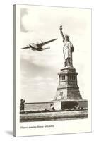 Clipper Passing Statue of Liberty, New York City-null-Stretched Canvas