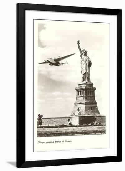 Clipper Passing Statue of Liberty, New York City-null-Framed Art Print