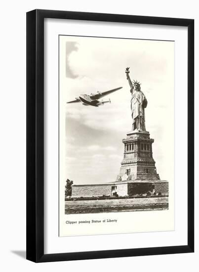 Clipper Passing Statue of Liberty, New York City-null-Framed Art Print