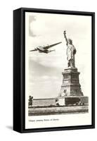 Clipper Passing Statue of Liberty, New York City-null-Framed Stretched Canvas