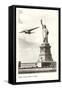 Clipper Passing Statue of Liberty, New York City-null-Framed Stretched Canvas