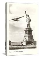 Clipper Passing Statue of Liberty, New York City-null-Stretched Canvas