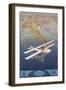 Clipper Plane over Italy-null-Framed Art Print