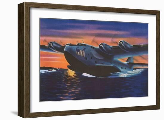 Clipper Plane Taking Off from Water-null-Framed Art Print