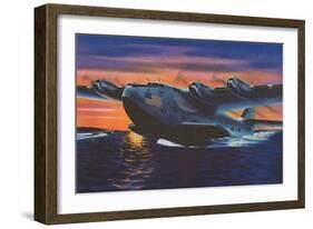 Clipper Plane Taking Off from Water-null-Framed Art Print