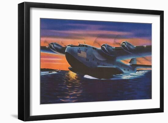 Clipper Plane Taking Off from Water-null-Framed Art Print