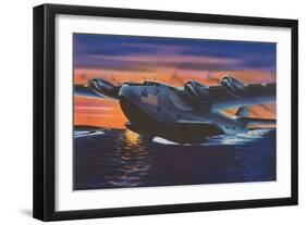 Clipper Plane Taking Off from Water-null-Framed Art Print