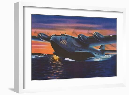 Clipper Plane Taking Off from Water-null-Framed Art Print