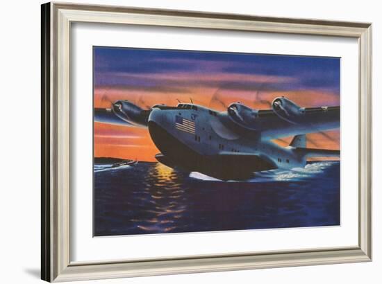 Clipper Plane Taking Off from Water-null-Framed Art Print