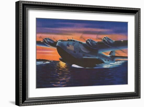 Clipper Plane Taking Off from Water-null-Framed Art Print