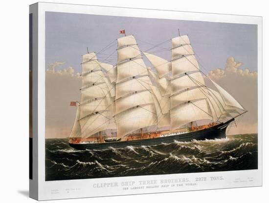 Clipper Ship, 1875-Currier & Ives-Stretched Canvas