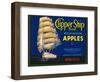 Clipper Ship Apple Label - Wenatchee, WA-Lantern Press-Framed Art Print