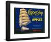 Clipper Ship Apple Label - Wenatchee, WA-Lantern Press-Framed Art Print