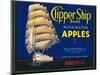Clipper Ship Apple Label - Wenatchee, WA-Lantern Press-Mounted Art Print