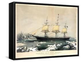 Clipper Ship Red Jacket-Currier & Ives-Framed Stretched Canvas