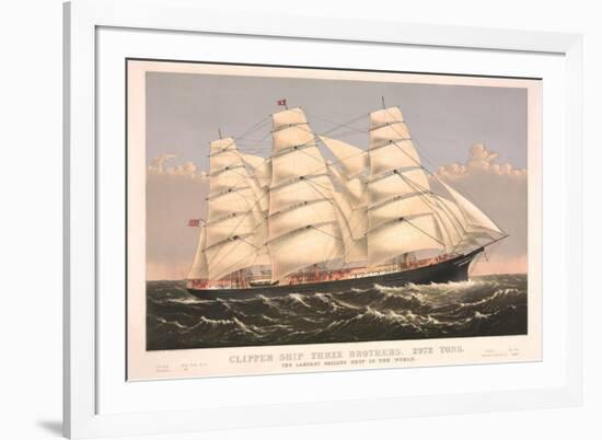 Clipper Ship Three Brothers, 2972 Tons, Largest Sailing Ship in the World-null-Framed Art Print