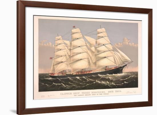 Clipper Ship Three Brothers, 2972 Tons, Largest Sailing Ship in the World-null-Framed Art Print