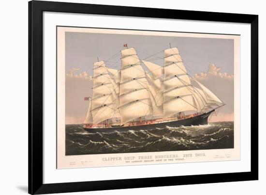 Clipper Ship Three Brothers, 2972 Tons, Largest Sailing Ship in the World-null-Framed Art Print