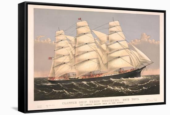 Clipper Ship Three Brothers, 2972 Tons, Largest Sailing Ship in the World-null-Framed Stretched Canvas