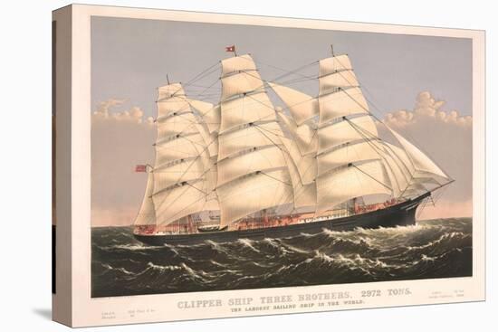 Clipper Ship Three Brothers, 2972 Tons, Largest Sailing Ship in the World-null-Stretched Canvas