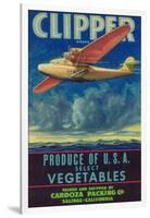 Clipper Vegetable Label - Salinas, CA-Lantern Press-Framed Art Print