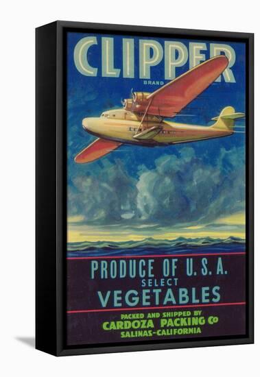 Clipper Vegetable Label - Salinas, CA-Lantern Press-Framed Stretched Canvas