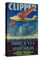 Clipper Vegetable Label - Salinas, CA-Lantern Press-Stretched Canvas