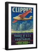 Clipper Vegetable Label - Salinas, CA-Lantern Press-Framed Art Print