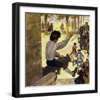 Clive Was Always a Reckless Boy, Climbing a Church Steeple-Alberto Salinas-Framed Giclee Print