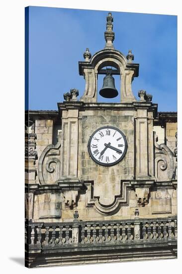 Clock and Bell, Facade of Church of St Nicholas of Bari, Bilbao, Basque Country, Spain-null-Stretched Canvas