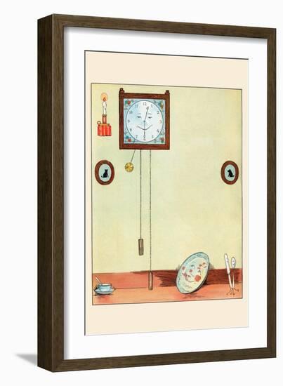 Clock and Plate-Eugene Field-Framed Art Print