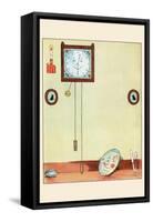 Clock and Plate-Eugene Field-Framed Stretched Canvas