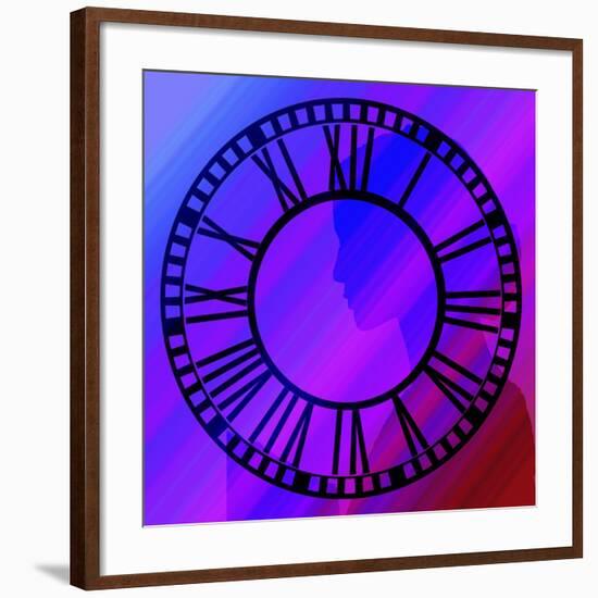 Clock Face on Purple-Art Deco Designs-Framed Giclee Print