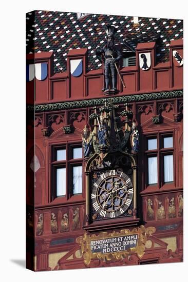 Clock on the Facade of the Town Hall-null-Stretched Canvas