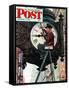 "Clock Repairman" Saturday Evening Post Cover, November 3,1945-Norman Rockwell-Framed Stretched Canvas