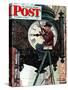 "Clock Repairman" Saturday Evening Post Cover, November 3,1945-Norman Rockwell-Stretched Canvas