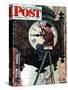 "Clock Repairman" Saturday Evening Post Cover, November 3,1945-Norman Rockwell-Stretched Canvas