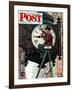 "Clock Repairman" Saturday Evening Post Cover, November 3,1945-Norman Rockwell-Framed Giclee Print