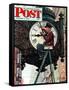 "Clock Repairman" Saturday Evening Post Cover, November 3,1945-Norman Rockwell-Framed Stretched Canvas