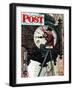 "Clock Repairman" Saturday Evening Post Cover, November 3,1945-Norman Rockwell-Framed Giclee Print