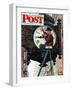 "Clock Repairman" Saturday Evening Post Cover, November 3,1945-Norman Rockwell-Framed Giclee Print