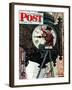 "Clock Repairman" Saturday Evening Post Cover, November 3,1945-Norman Rockwell-Framed Giclee Print